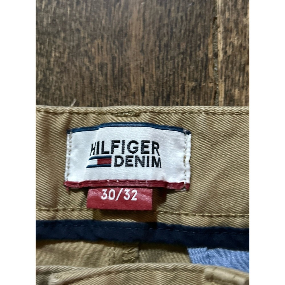 HILFIGER DENIM Chino Men Trousers Size W30 L32 Tapered Stretch Brown Khaki - Picture 3 of 5
